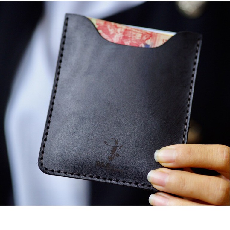 Ví nam Mini Nam Nữ RAM Leather Da Bò Italia Vegtan Màu Đen