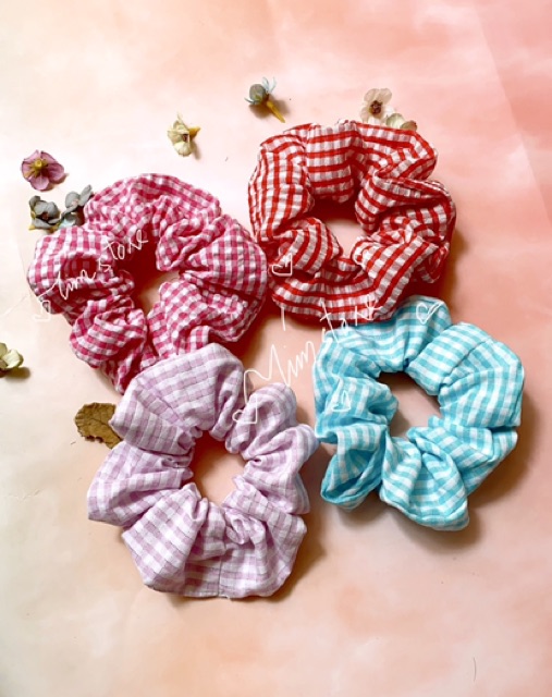 { Ảnh thật} SCRUNCHIES CARO VẢI ĐẸP- CỘT TÓC THỜI TRANG NỮ