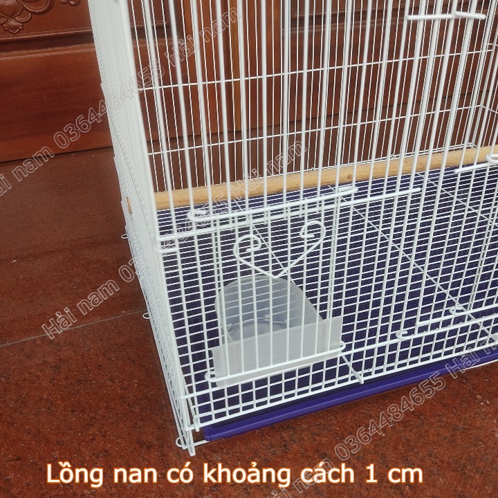 Lồng nuôi chim nhỏ - Lồng nuôi Yến Phụng, Vẹt, Sóc size 60x40x40cm Màu Trắng