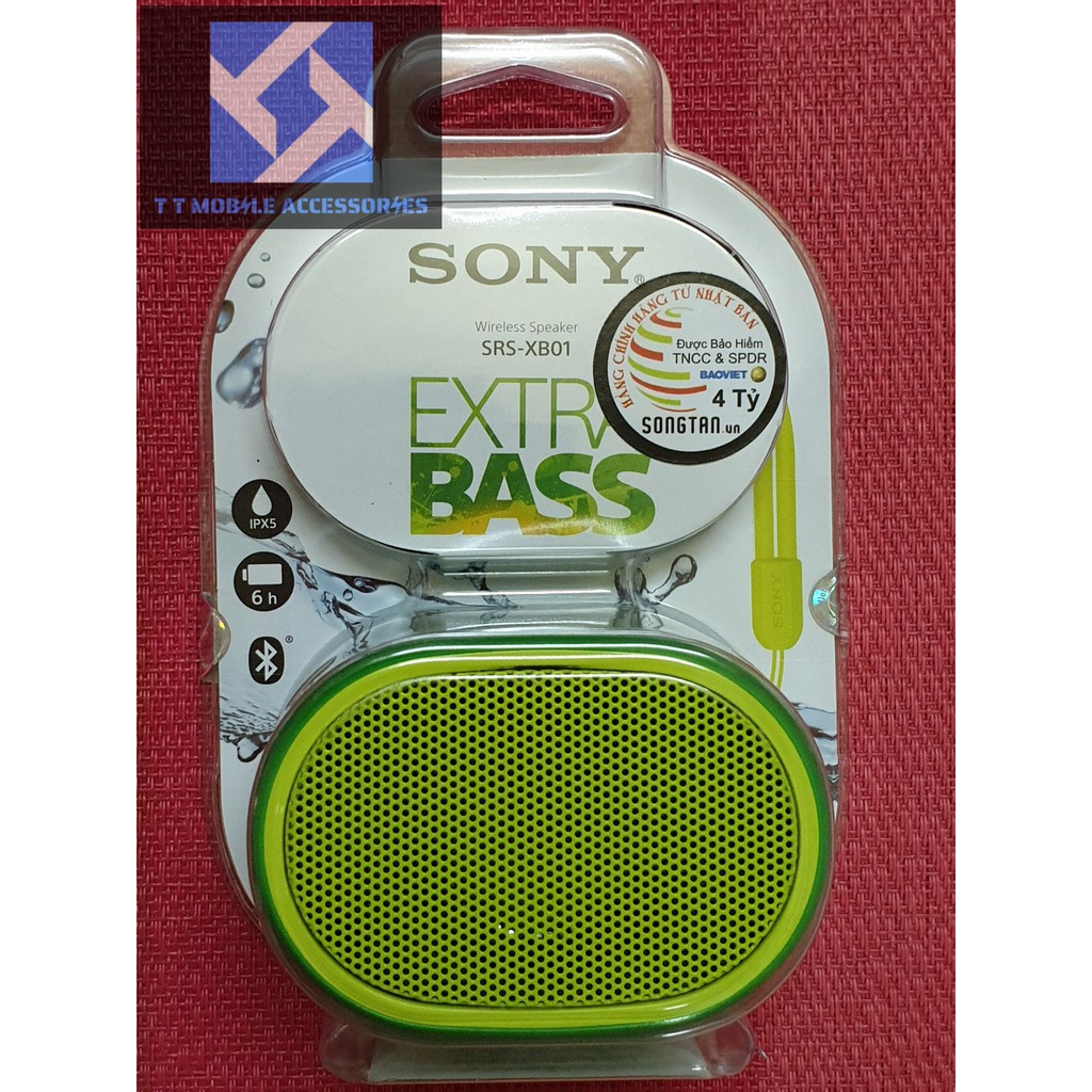 Loa Sony Extrabass SRS-XB01 Bluetooth, màu Xanh Lá, chống nước IPX5, chính hãng Sony Vietnam, mới 100%, B/hành 12 tháng