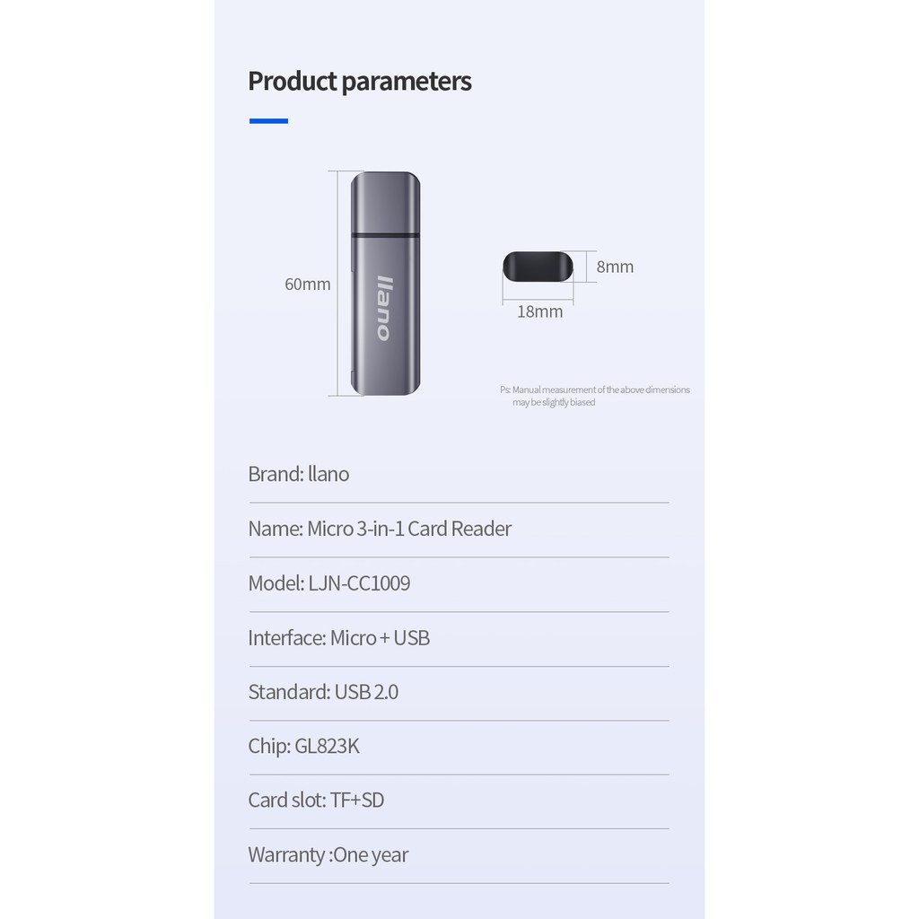 Đầu đọc thẻ nhớ llano USB 3 trong 1 thông minh chất lượng cao | BigBuy360 - bigbuy360.vn