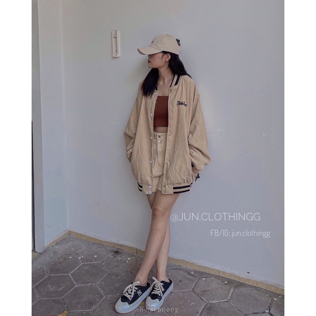 Áo khoác nhung gân bomber ulzzang nam nữ