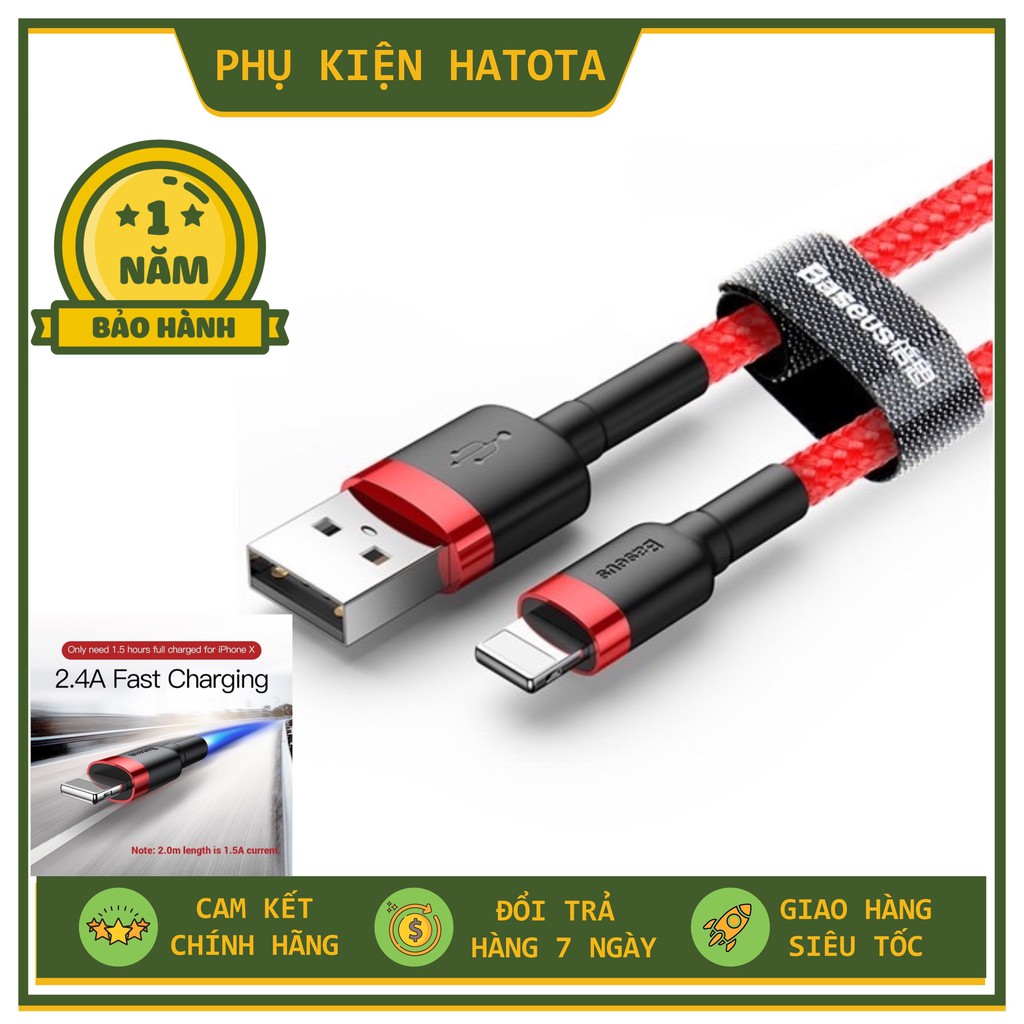 [BH 12 THÁNG]Cáp dù sạc nhanh IP/tablet táo (Baseus Cafule 2.4A ,Sạc nhanh,Siêu bền)