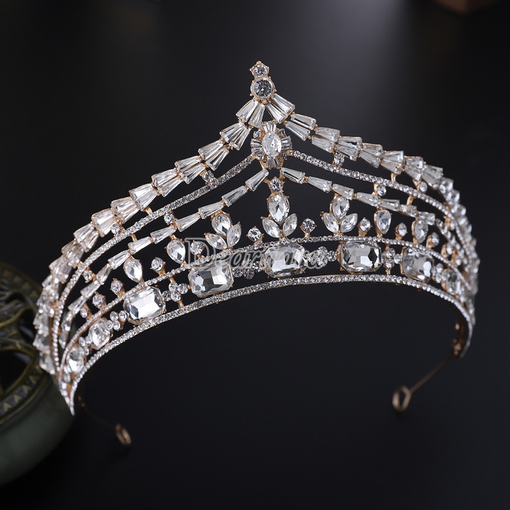 Vương Miện Hợp Kim Kẽm Mạ Bạc Sang Trọng Cho Cô Dâu