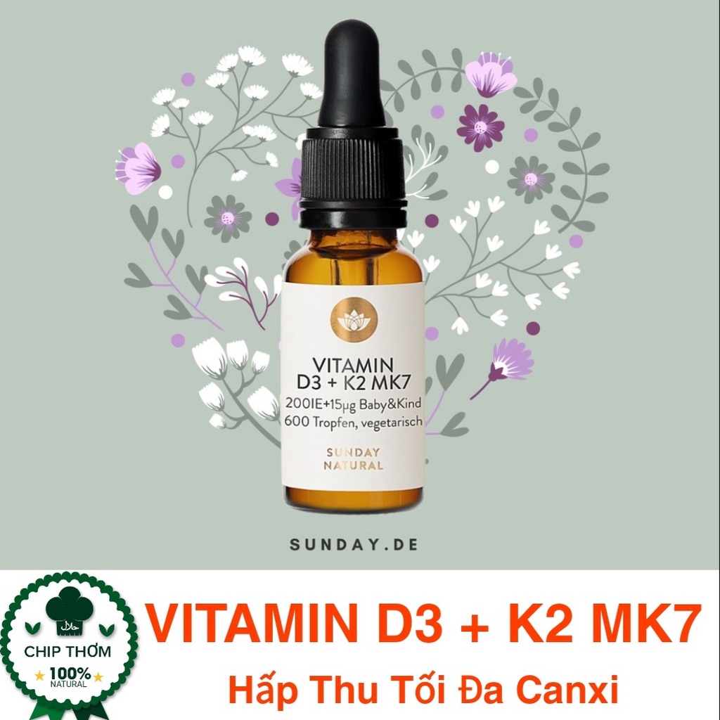 [Hàng Chính hãng] Vitamin D3 K2 MK7 Sunday Natural Đức 20ml