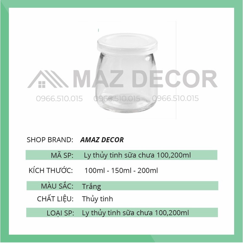 GIÁ SỈ TẠI XƯỞNG Hũ Lọ Thủy Tinh Làm Đựng Sữa Chua Thủy Tinh Có Nắp Trắng Trơn Dung Tích 100ml, 200ml đẹp giá rẻ