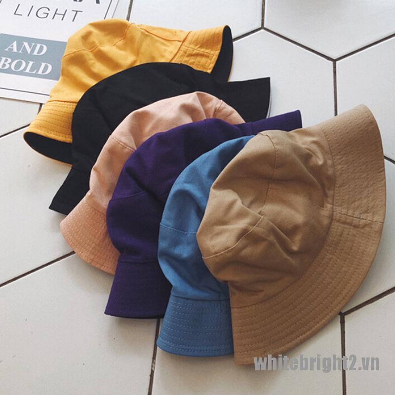 <white2> Cotton Men Women Bucket Hat Fishing Fisher Beach Sun Cap