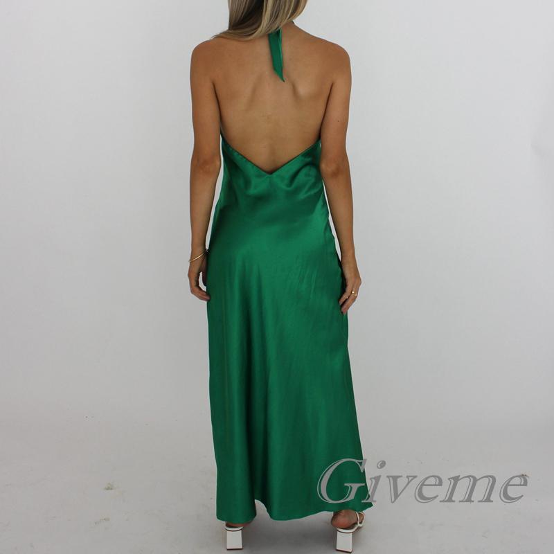 Đầm Dài Không Tay Hở Lưng Màu Sắc Thanh Lịch Cho Nữ