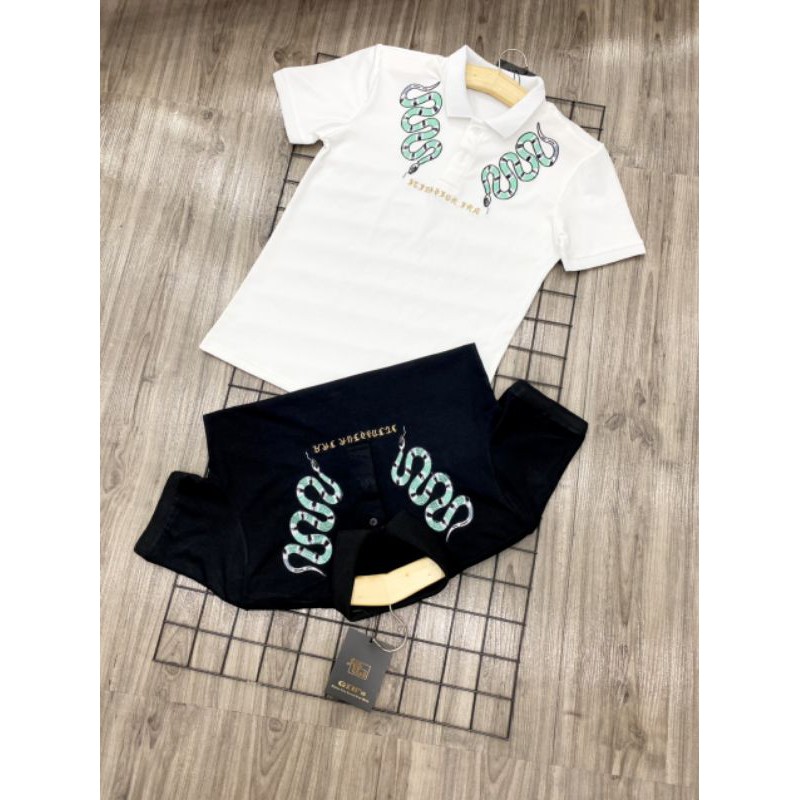 [ SALE - FREE SHIP ] Áo thun có cổ nam nữ thêu hình rắn phong thủy cực ngầu, 100% vải cotton co dãn 4 chiều | BigBuy360 - bigbuy360.vn