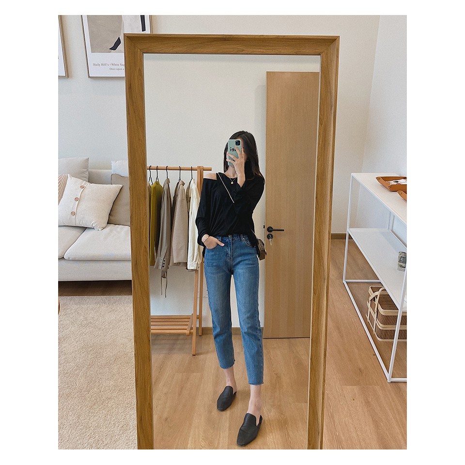 QUẦN ỐNG ĐỨNG REWIND JEANS XANH LƯNG CAO | CẠP CAO | TRÊN MẮT CÁ