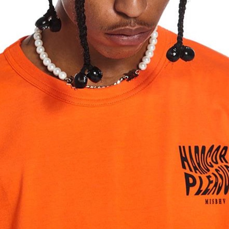 Dây chuyền thép titan phối ngọc trai nhân tạo phong cách hip hop cho nam và nữ 22169