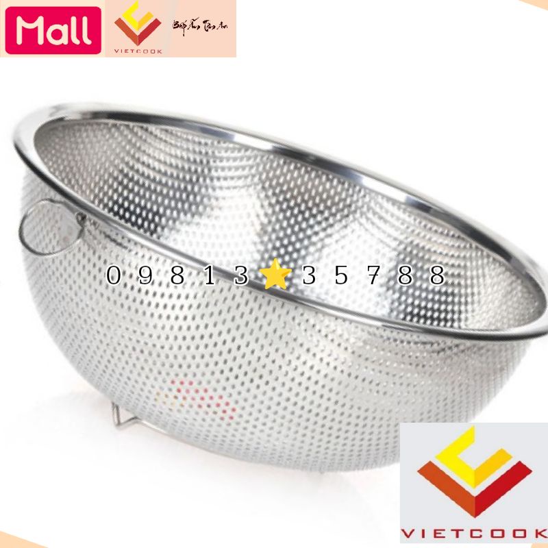 Rá inox VIETCOOK size 18, 21, 24, 27, 30 cm rổ vo gạo inox 201
