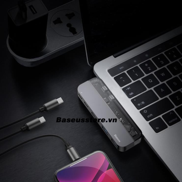 Bộ Hub chuyển Baseus Thunderbolt C 5 in 1 Smart Hub hỗ trợ 4K