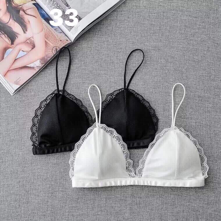 Áo Bra Satin Phối Viền Ren Siêu Xinh Đệm Mỏng FreeSize - Mbra94