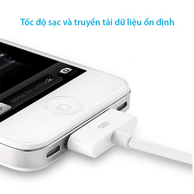 Dây sạc ĐT táo 4 chân toIP4/4s,máy tính bảng táo dài 1m kết nối ĐT,máy tính