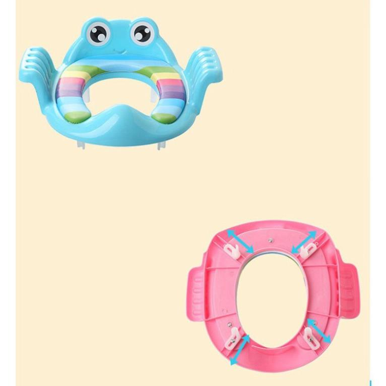 Bệ thu nhỏ bồn cầu cho bé hình con ếch ngộ nghĩnh có tay vịn