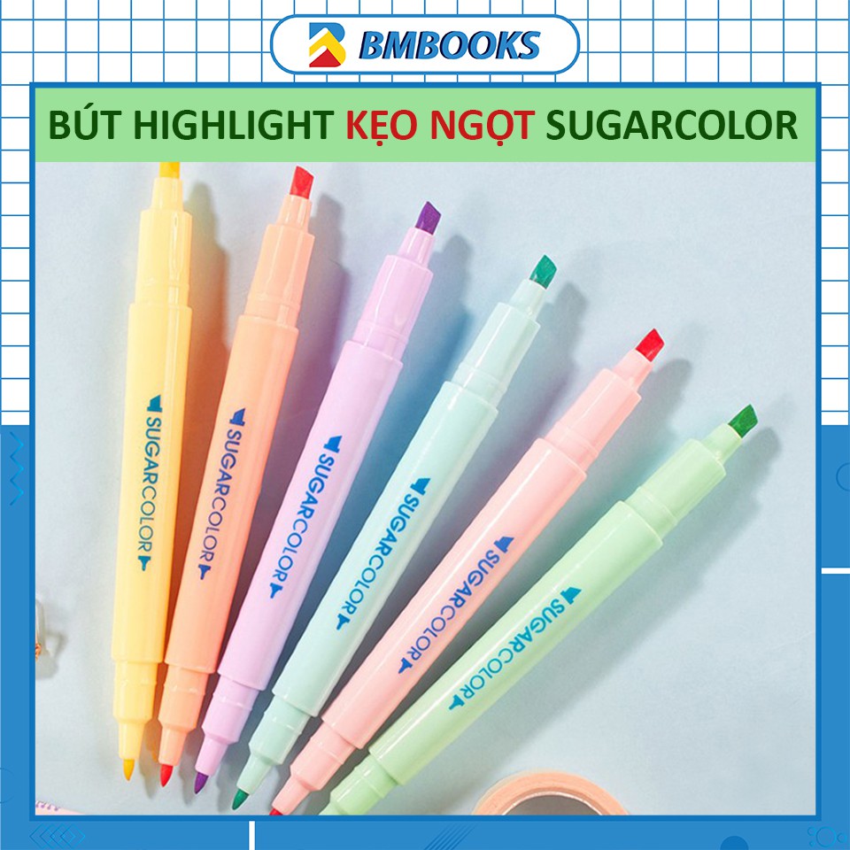 Bút highlight 2 đầu set màu kẹo ngọt đánh dấu dòng trang trí sổ tay Sugar Color BMBooks