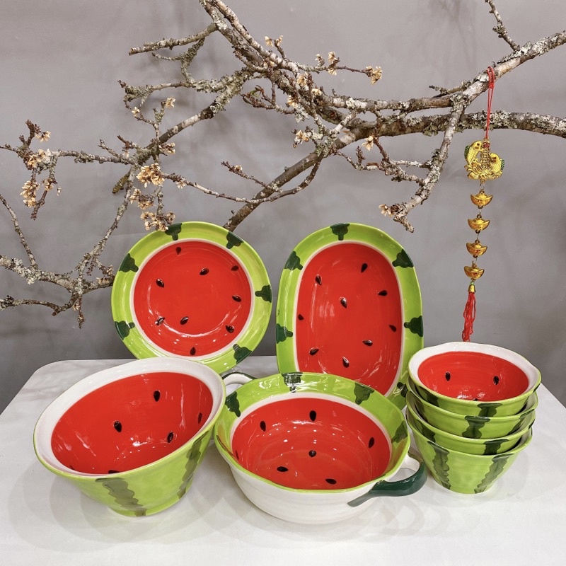 SET BÁT ĐĨA DƯA HẤU☘️DECO ĐỒ ĂN CỰC XINH Ạ