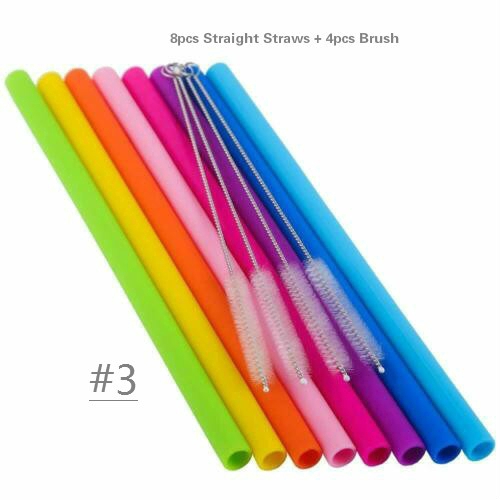 Set 6 / 8 ống hút bằng thép không gỉ &amp; cọ rửa