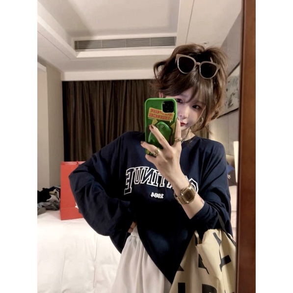 Set Đồ Áo Thun Dài Tay ContinueBộ quần short đùi áo form rộng Unisex mặc ở nhà UlzzangPhong cách thể thao chất Chân cua