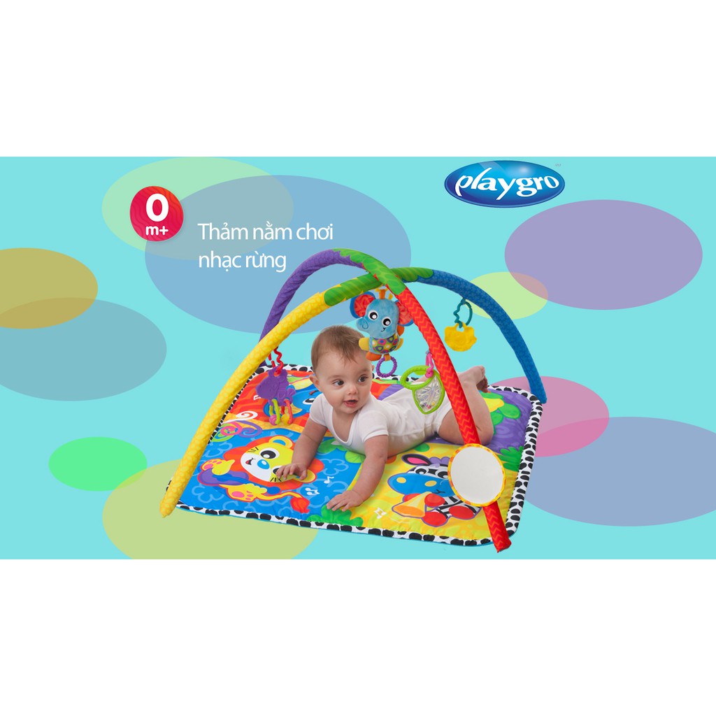 Thảm nằm chơi nhạc rừng Playgro Music in the Jungle Activity Gym, cho bé sơ sinh đến 24 tháng