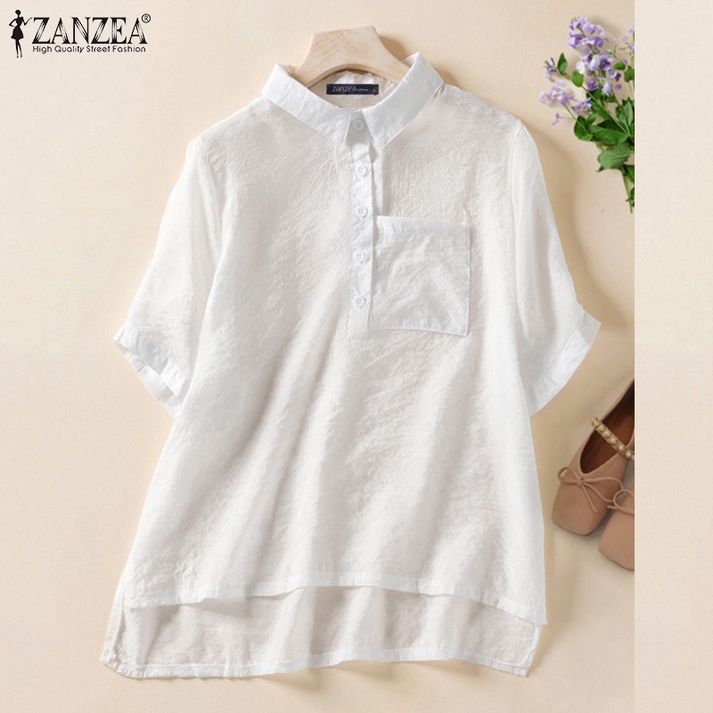 Zanzea Áo Sơ Mi Tay Lửng Có Túi Trước Thời Trang Nữ