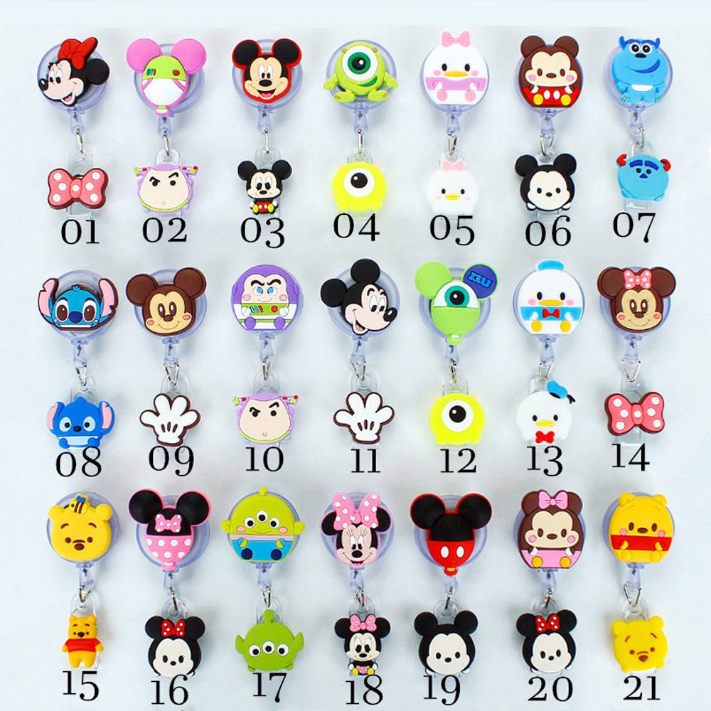 Cuộn huy hiệu đeo thẻ tên bằng silicon hình mickey minnie dễ thương