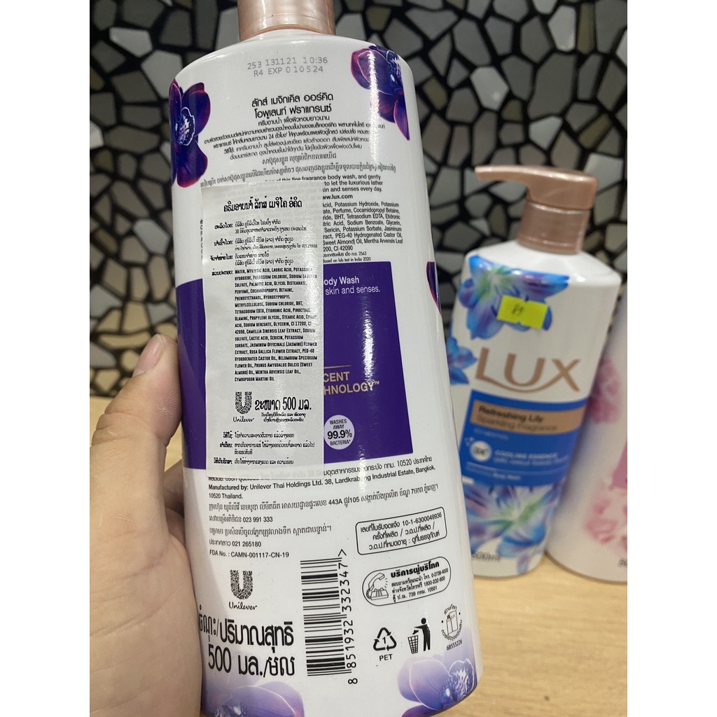Sữa tắm Lux HÀNG NỘI ĐỊA Thái Lan dung tích 500ml. Sữa tắm trắng da Lux hương nước hoa các vị