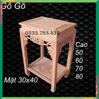 Đôn chiện chữ nhật phòng khách gỗ gụ mặt 30x40