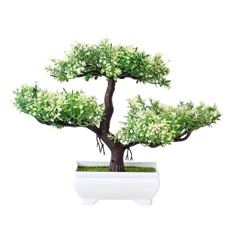 Chậu cây bonsai giả tùy chọn màu sắc trang trí nhà cửa