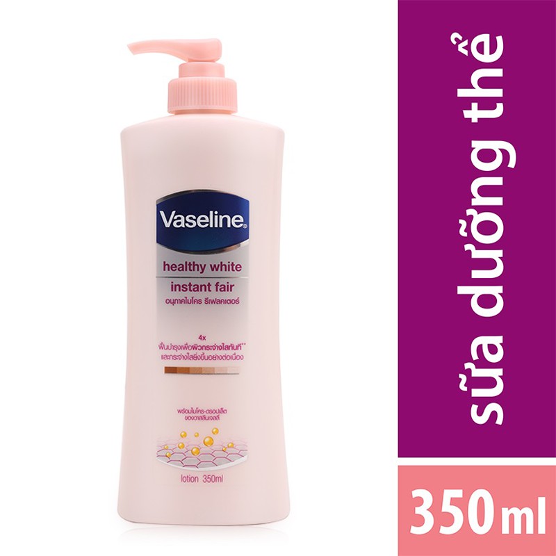 Sữa dưỡng thể Vaseline Trắng da tức thì chai 350ml