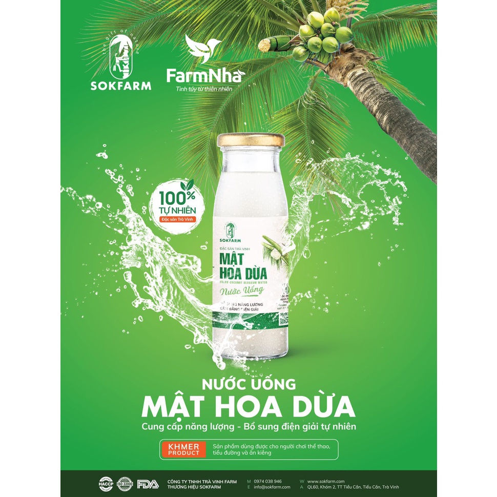 Nước uống mật hoa dừa Sokfarm 100% Organic - Bổ sung năng lượng, bù khoáng điện giải
