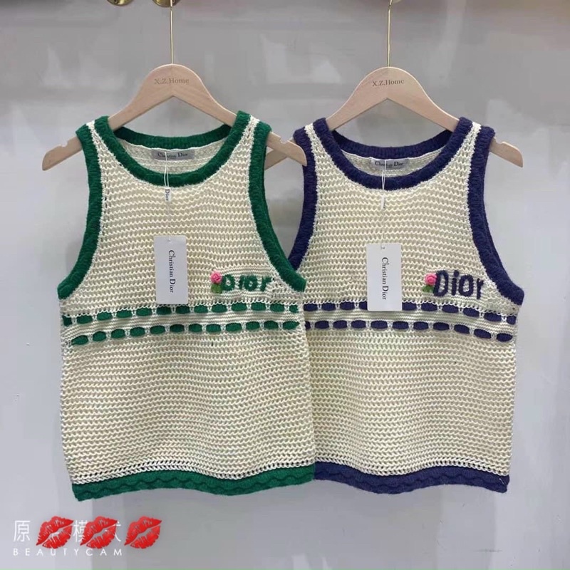 Áo Len Lưới Tanktop Đi O Viền Phối Màu Xinh