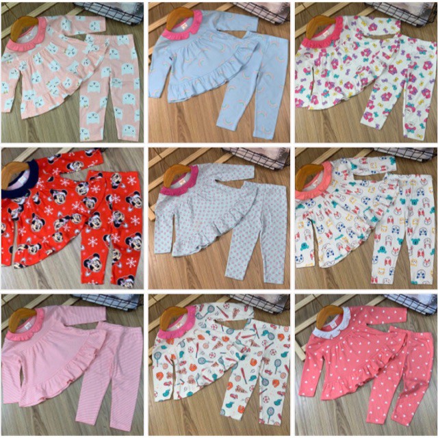 Bộ bé gái babydoll tay dài cực dễ thương sỉ quần áo cho bé hồ chí minh Pikakids