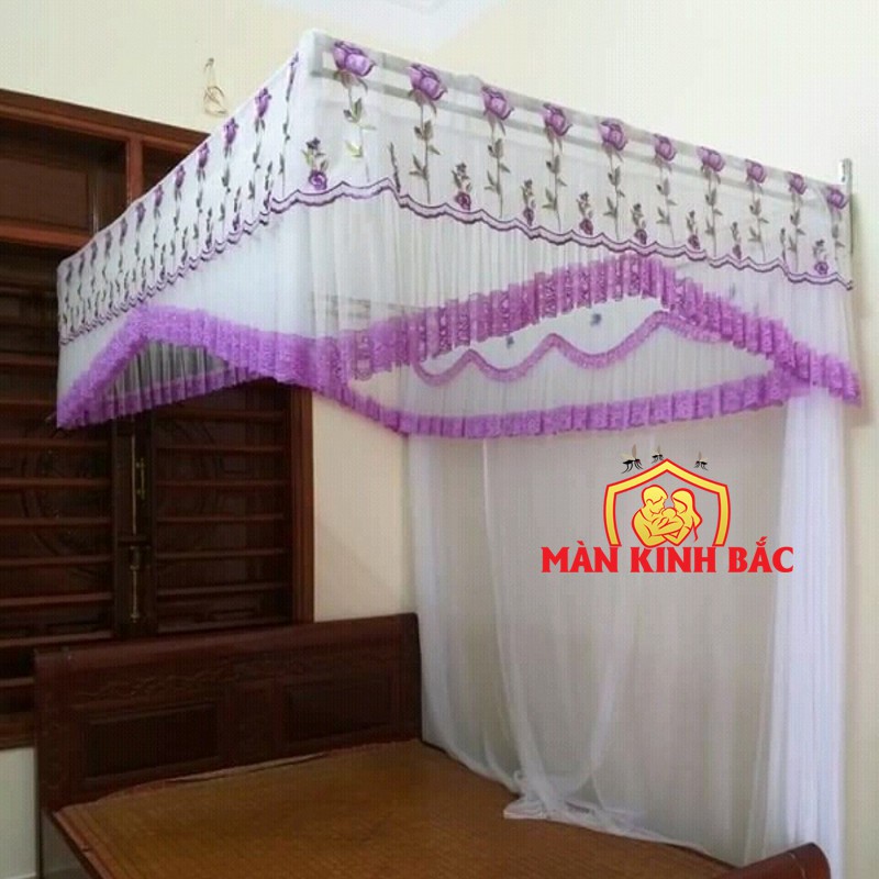 Màn khung ren lạnh màu hồng M6x2m- Loại giường ngang( Không bao gồm  khung)- Có ảnh thật