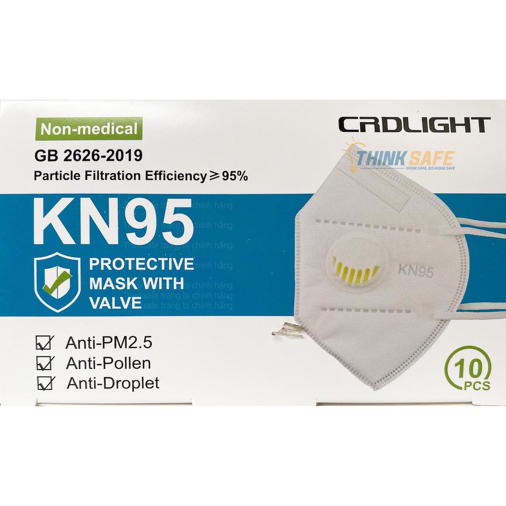 Khẩu trang có van KN95 Crdlight, chống bụi mịn, phòng dịch, chuyên dùng cho y tế tuyến đầu-Bảo Hộ Thinksafe