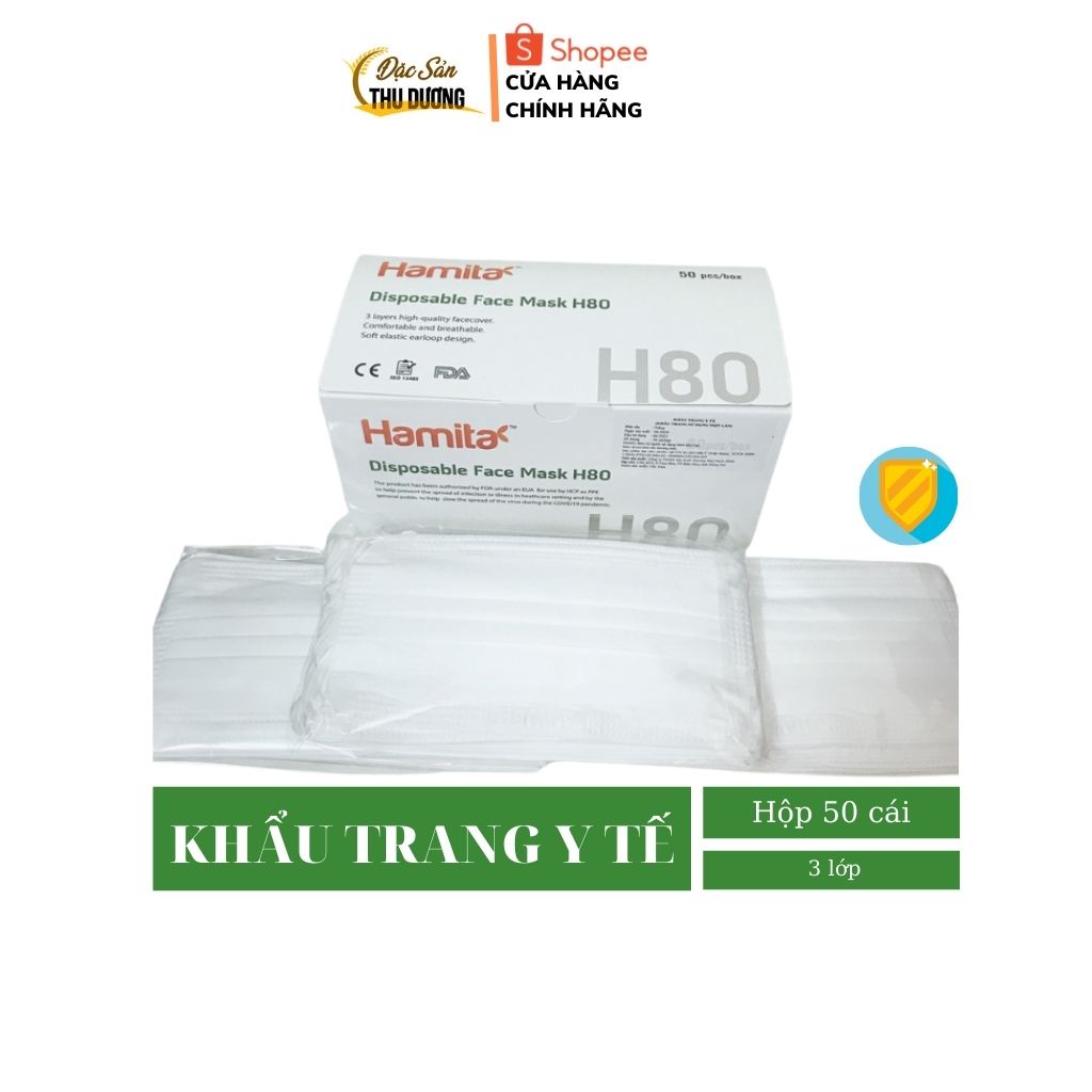 Khẩu trang y tế Hamita 3 lớp  Hàng xuất khẩu - ISO13485, CE, FDA - Model H80