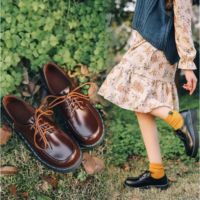 ulzzang [CÓ SẴN] Giày Ulzzang vintage phong cách Nhật đồng phục sinh viên mũi tròn harajuku retro da pu oxford Hàn quốc | BigBuy360 - bigbuy360.vn