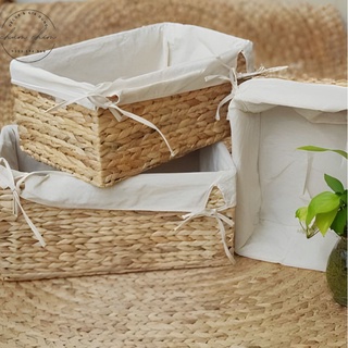 Giỏ lục bình có nắp có vải lót đựng quần áo và đồ đa năng