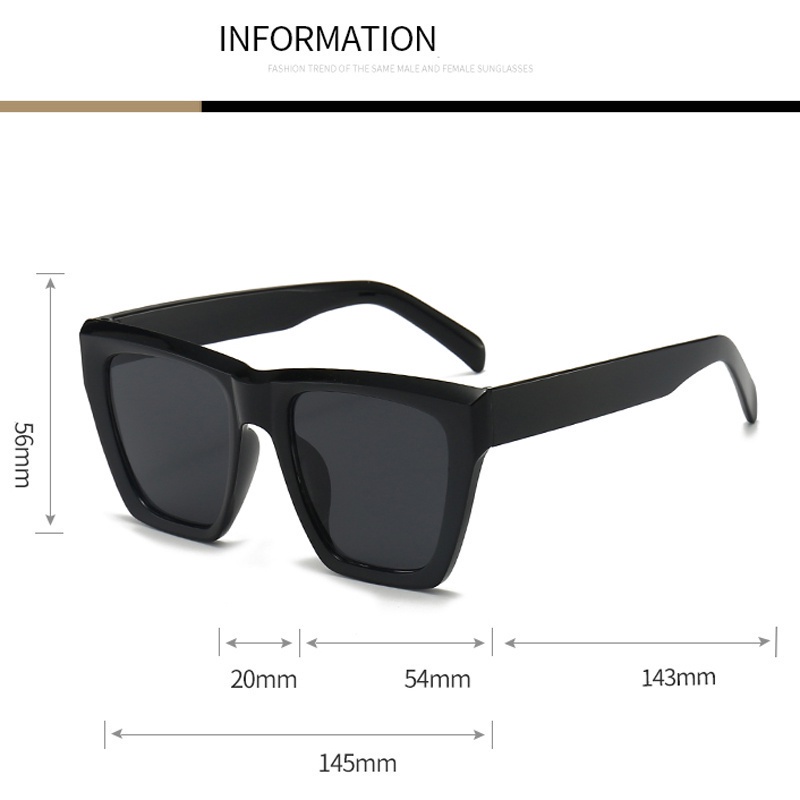 Kính Mát Gọng Vuông Lớn Chống Tia UV400 Thời Trang Cho Nữ