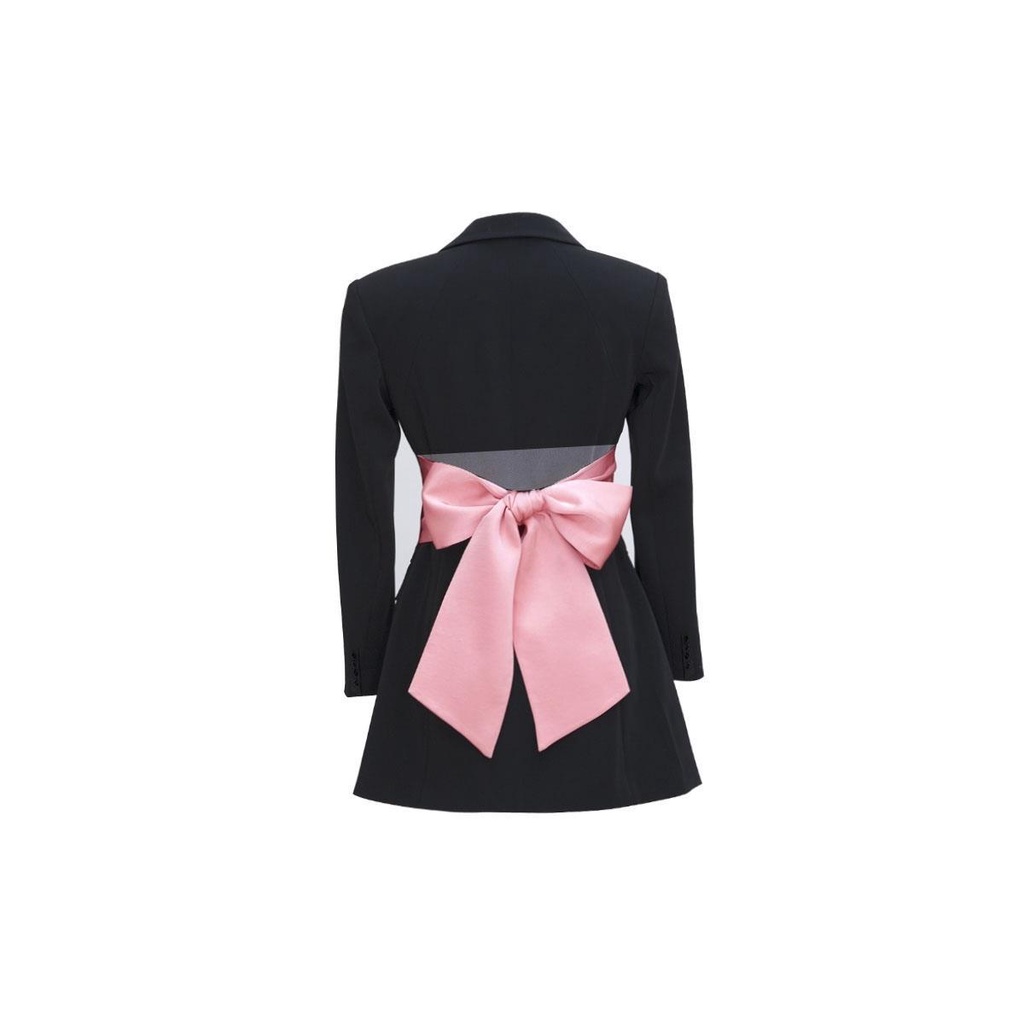 Fashion original Annual meeting short skirt 2022 Spring and Autumn New Bowtie Design v-neck Pure suit dress Women
