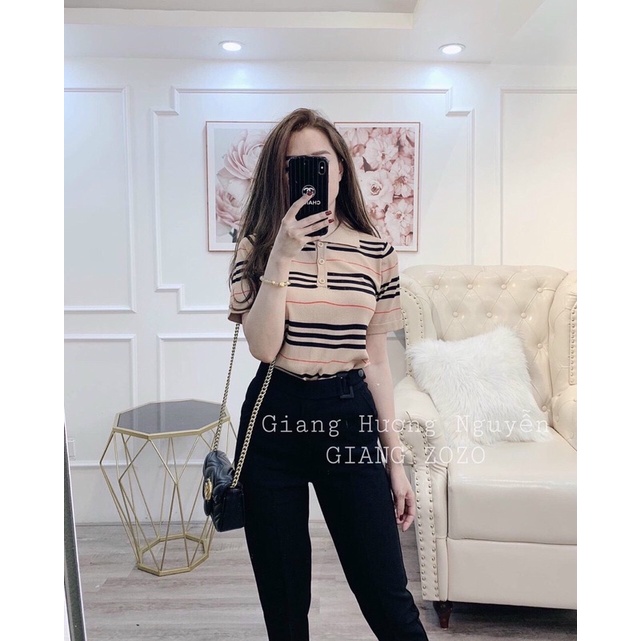 ÁO LEN KẺ B..B.R CỔ BẺ HÀNG QUẢNG CHÂU