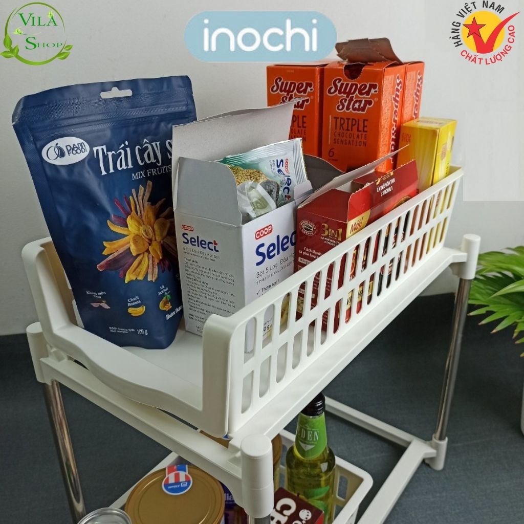 Kệ Nhựa Đa Năng, Kệ Trượt 2 Tầng TOKYO Inochi Đựng Gia Vị Nhà Bếp, Để Đồ Dùng Trong Phòng Tắm