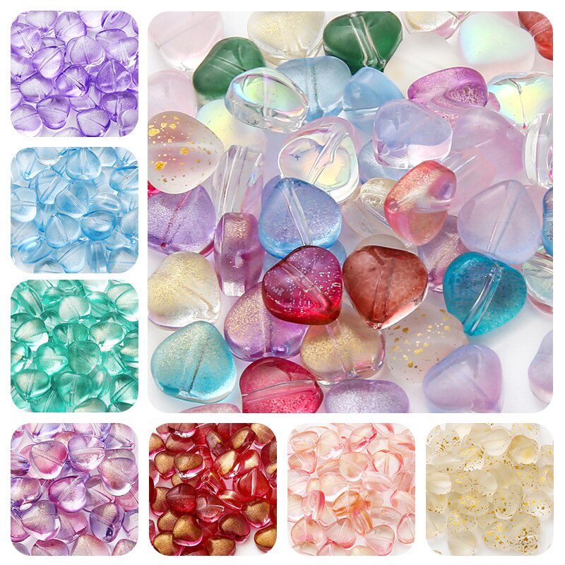 10 hạt thủy tinh pha lê hình trái tim dùng làm đồ trang sức