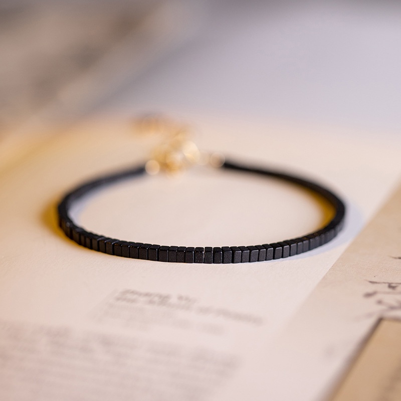 [Hàng Mới Về] Vòng Tay Đính Đá Đen Phong Cách Retro Cá Tính Thời Trang Mùa Hè