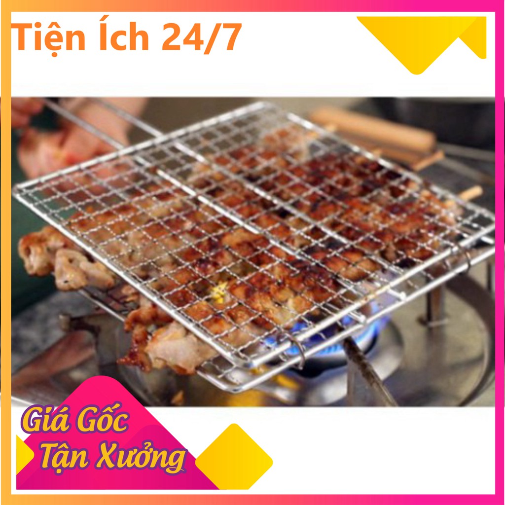 Vỉ Nướng Inox, Kẹp Nướng Thịt, Chả, Nướng Thực Phẩm Than Hoa Cao Cấp - [Tiện Ích 24/7]