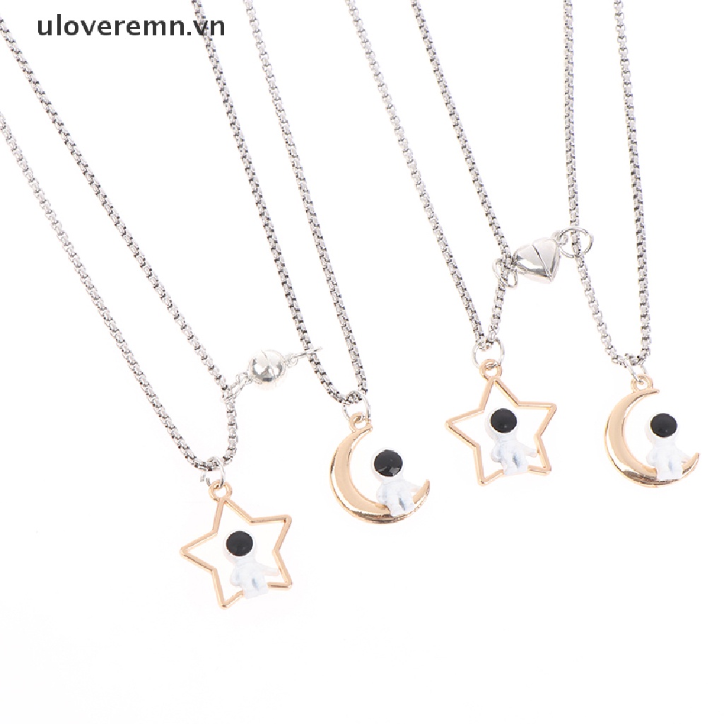 Set 2 Vòng Cổ Nam Châm Mặt Phi Hành Gia Cho Cặp Đôi