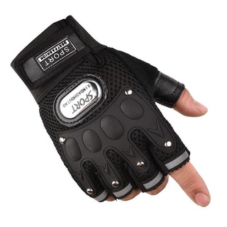 black sports gloves fishing cycling gloves non-slip wear-resistant gloves Găng tay Mùa xuân nam và mùa hè Semi -Finger tập thể dục Semi -Finger Găng tay ngoài trời Cưỡi ngoài trời không phải là Găng tay chiến thuật không đeo và đeo