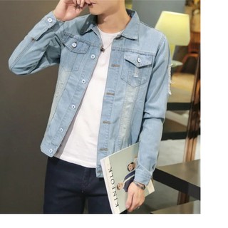 ÁO KHOÁC JEAN NAM CAO CẤP XANH NHẠT 4428