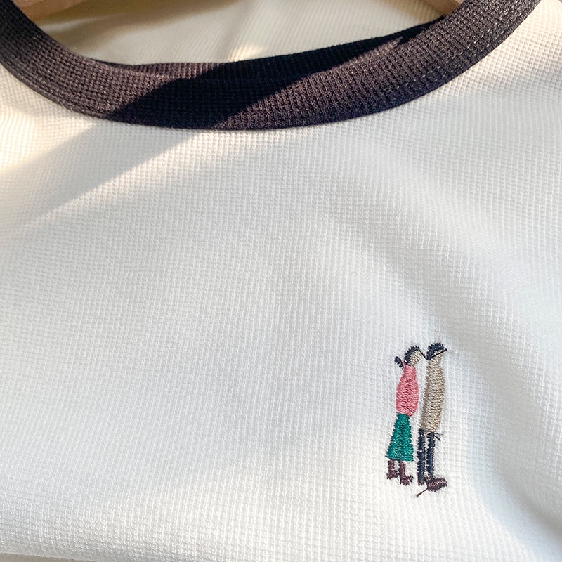 Áo Thun Tay Ngắn Thêu Họa Tiết Waffle Thời Trang Mùa Hè Mới Cho Nữ